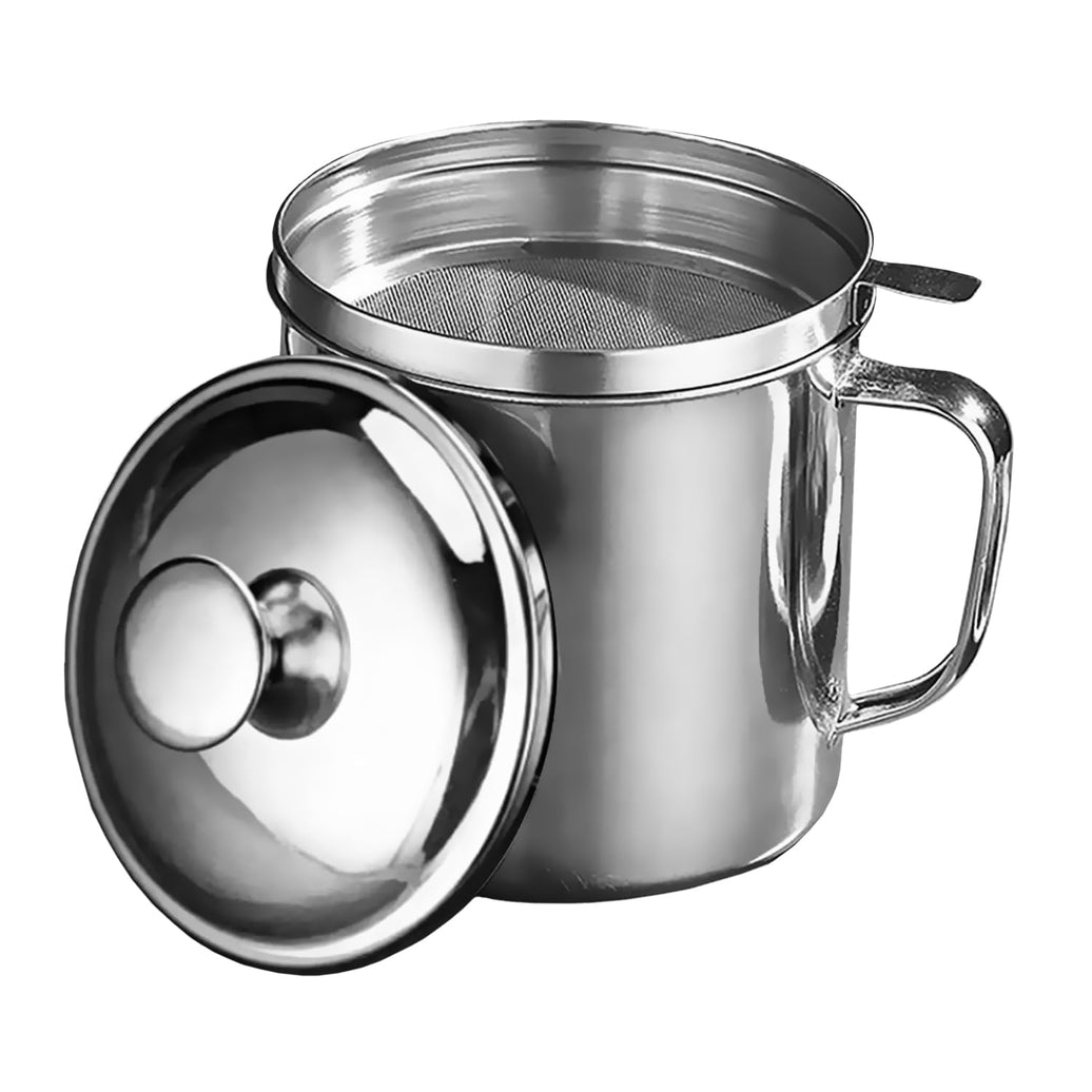 1.8L Stainless Steel Oil Strainer Pot with Lid