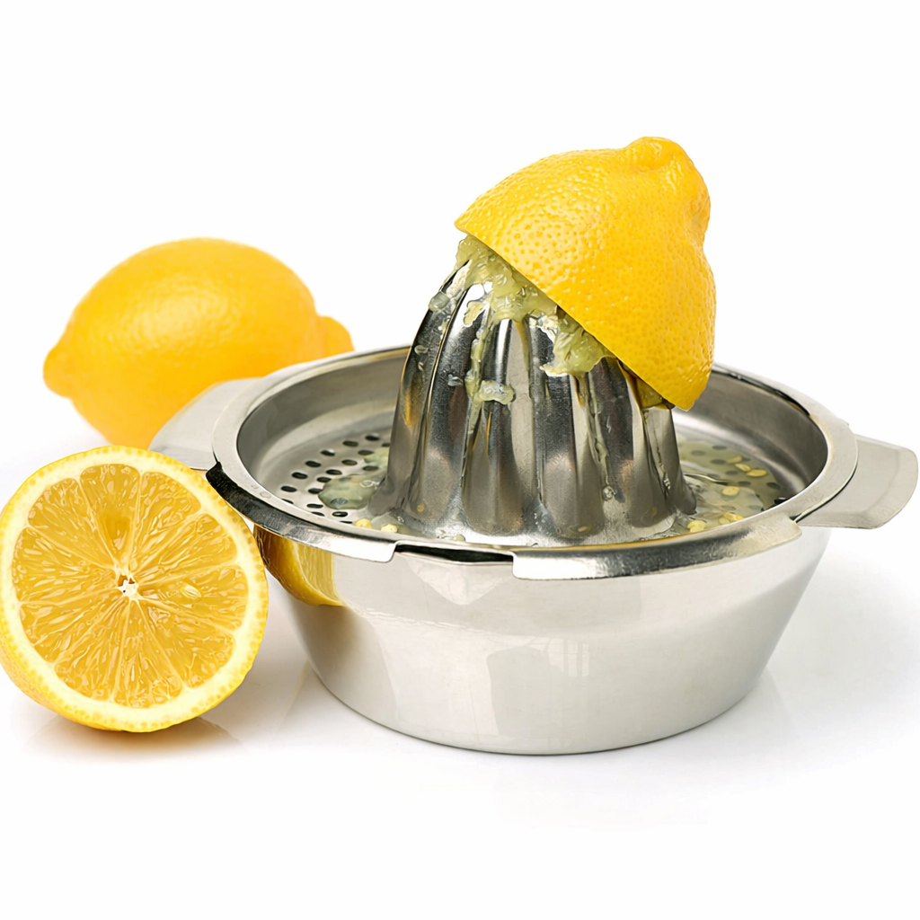 Manual Stainless Steel Citrus Juicer with Storage Bowl