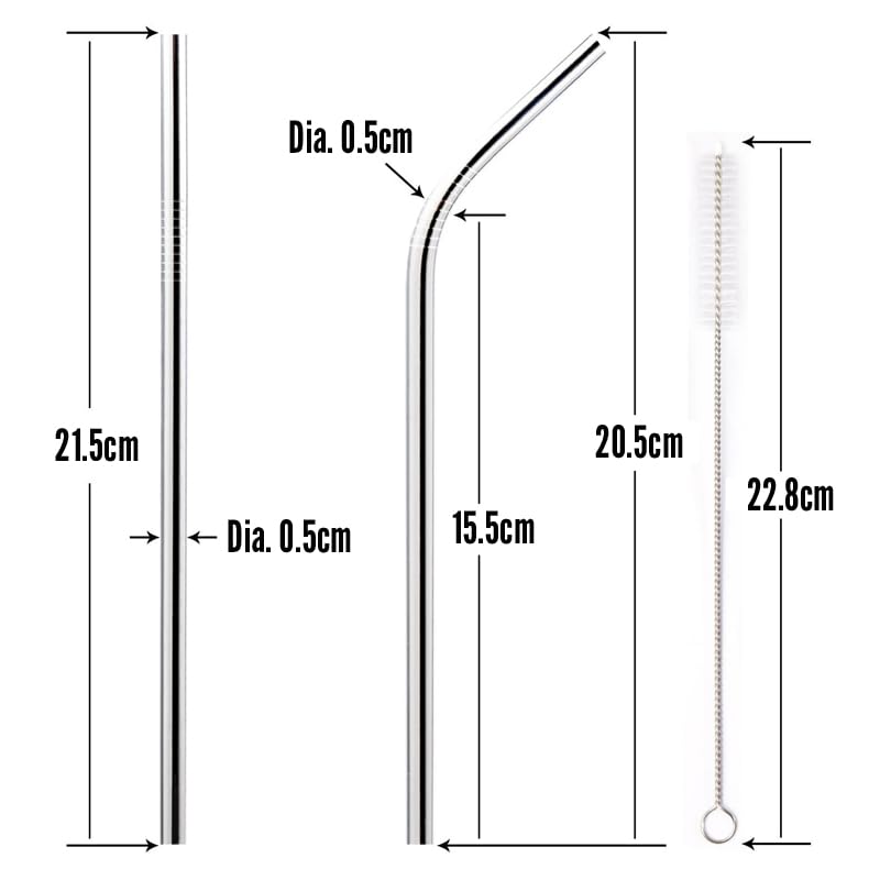 Reusable Stainless Steel Drinking Straws (8-Pack)