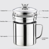 1.8L Stainless Steel Oil Strainer Pot with Lid