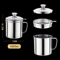 1.8L Stainless Steel Oil Strainer Pot with Lid