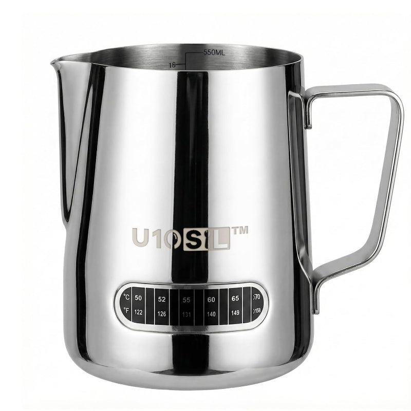 600ml Stainless Steel Milk Frothing Jug with Thermometer
