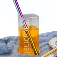 Reusable Stainless Steel Drinking Straws Set (10-Pack, Rainbow)
