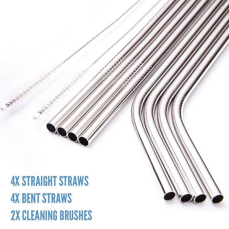 Reusable Stainless Steel Drinking Straws (8-Pack)