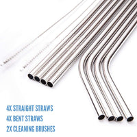 Reusable Stainless Steel Drinking Straws (8-Pack)