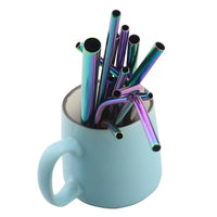 Reusable Stainless Steel Drinking Straws Set (10-Pack, Rainbow)