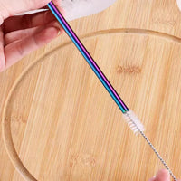 Reusable Stainless Steel Drinking Straws Set (10-Pack, Rainbow)