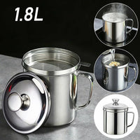 1.8L Stainless Steel Oil Strainer Pot with Lid