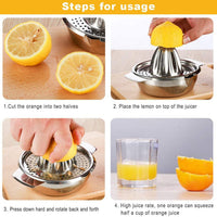 Manual Stainless Steel Citrus Juicer with Storage Bowl