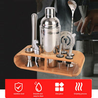 12-Piece Stainless Steel Cocktail Shaker Set with Bamboo Stand