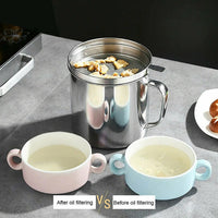 1.8L Stainless Steel Oil Strainer Pot with Lid