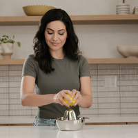 Manual Stainless Steel Citrus Juicer with Storage Bowl