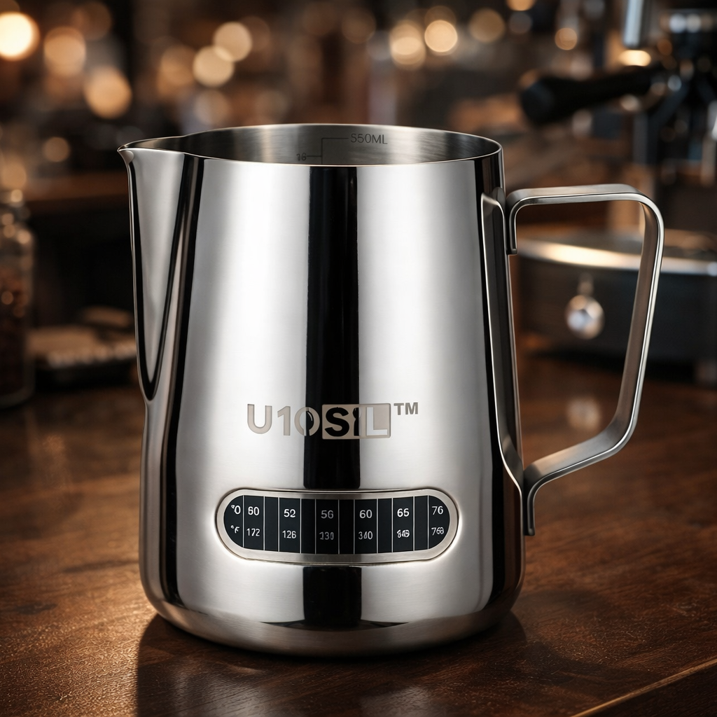 600ml Stainless Steel Milk Frothing Jug with Thermometer